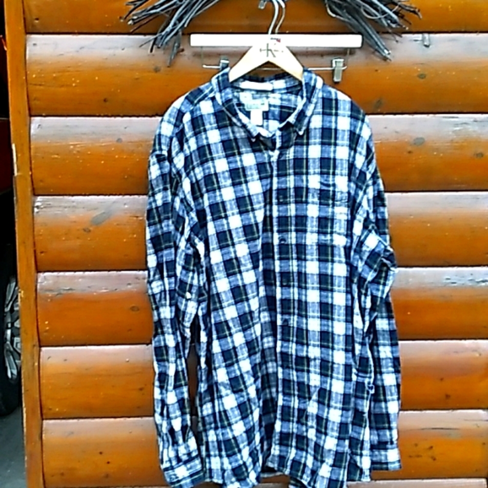 🌲 L.L. BEAN Green Plaid Flannel Shirt  XXL